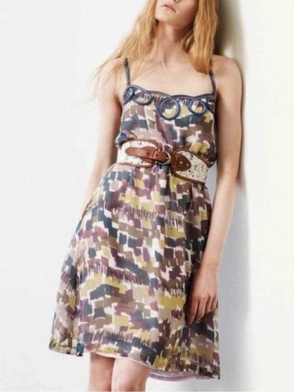 Wendy Katlen Spaghetti-Strap Mini Dress in Multi-Color Print
